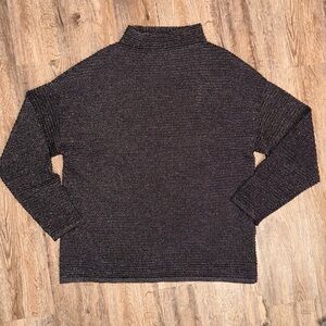 Tahari • Black Shimmer Mock Neck Ribbed Sweater